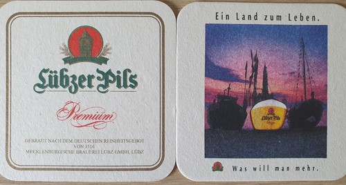 Bierdeckel lübzer pils - 20,