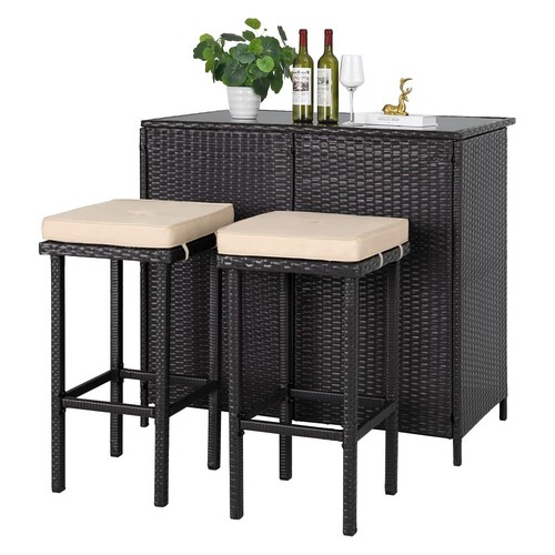 Polyrattan gartenbar set - polyrattan,
